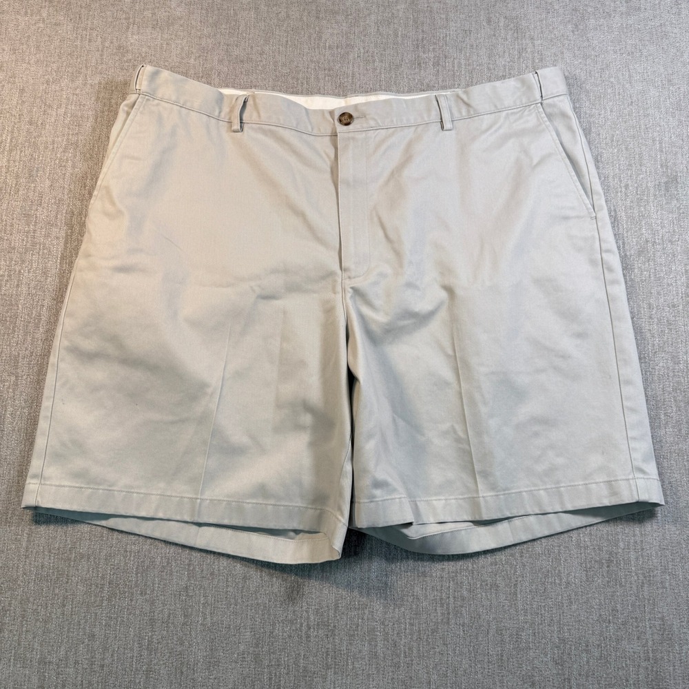 LL Bean Comfort Waist Chino Shorts Mens 44 Khaki Tan 100% Cotton 267795